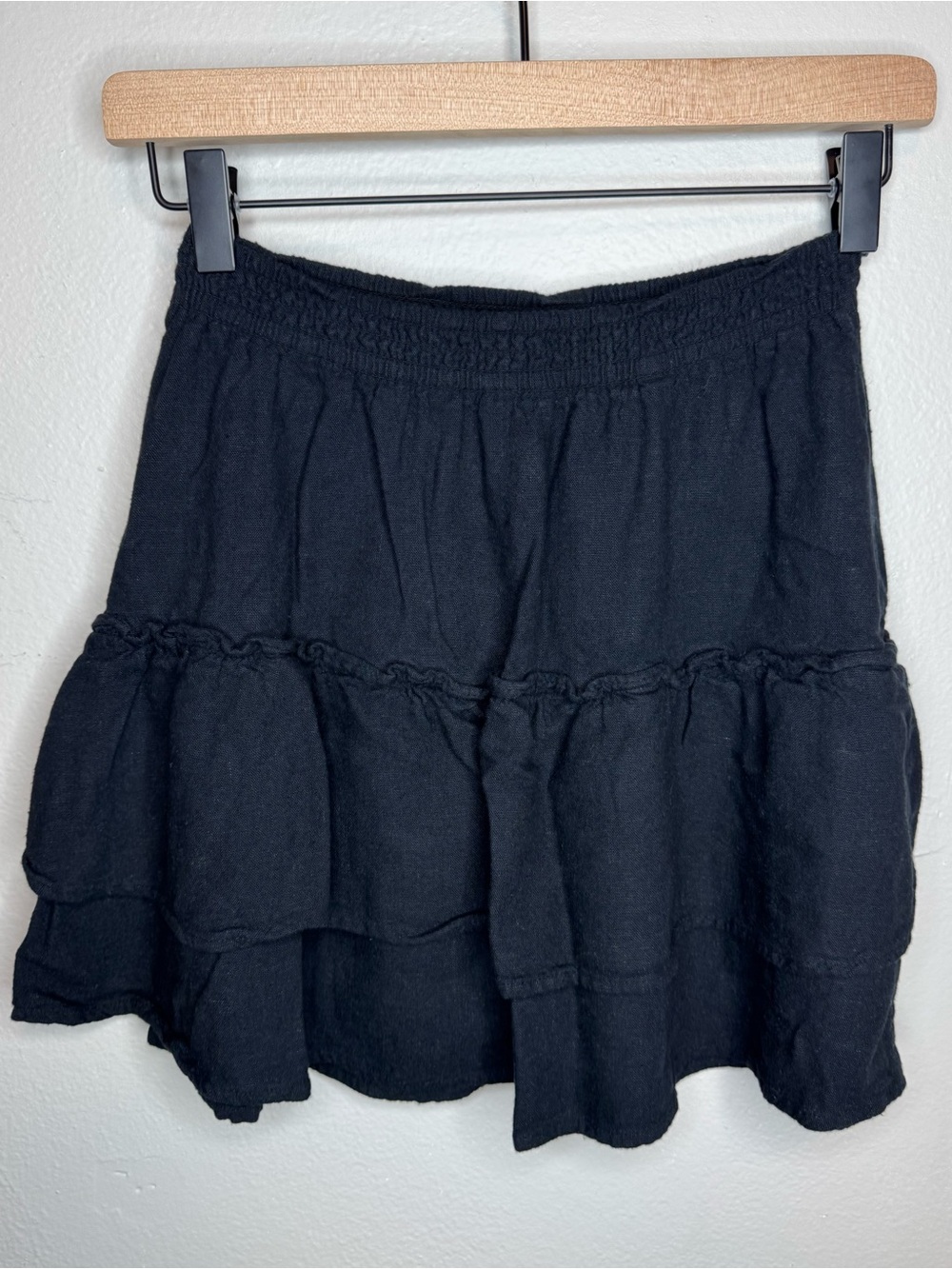 ABERCROMBIE & FITCH BLACK TIERED RUFFLE MINI SKIRT BOHO
